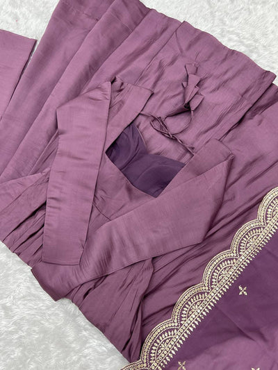 Purple Color Festive Wear Gown With Dupatta