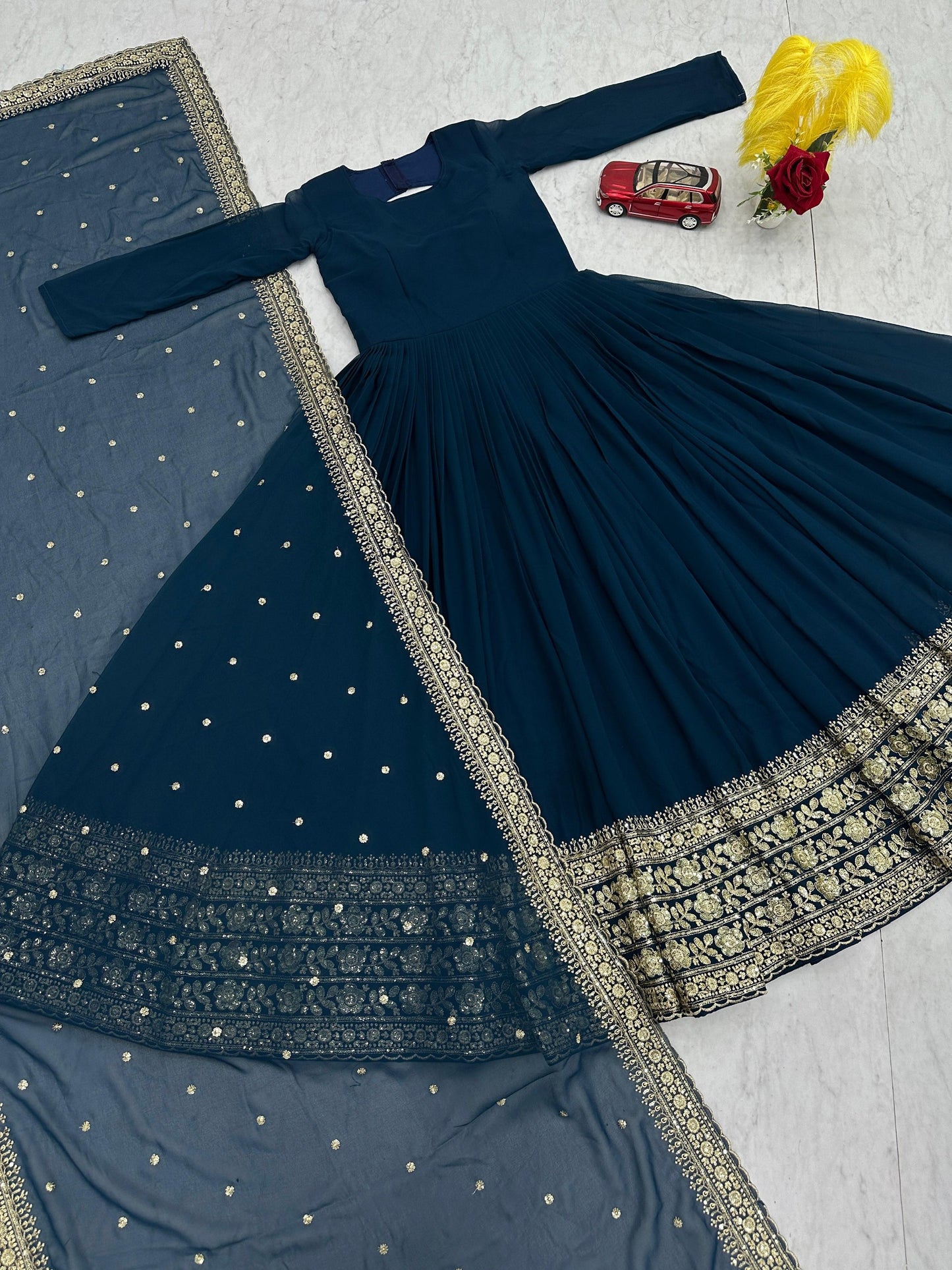Classy Black Color Anarkali Gown With Heavy Dupatta
