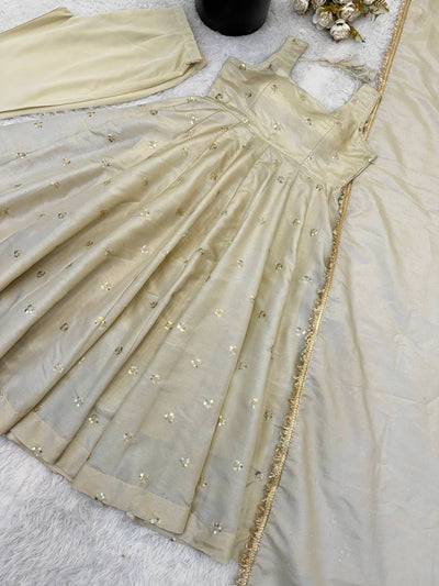 Cream Color Designer Festival Wear Anarkali Suit For Women