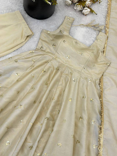 Cream Color Designer Festival Wear Anarkali Suit For Women
