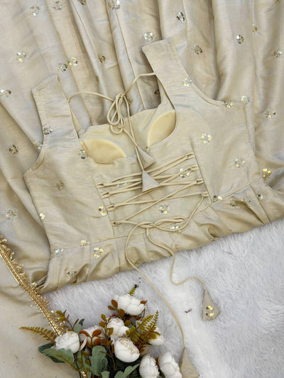 Cream Color Designer Festival Wear Anarkali Suit For Women