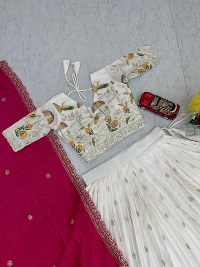 Wedding White Color Embroidery And Sequence Work Lehenga Choli