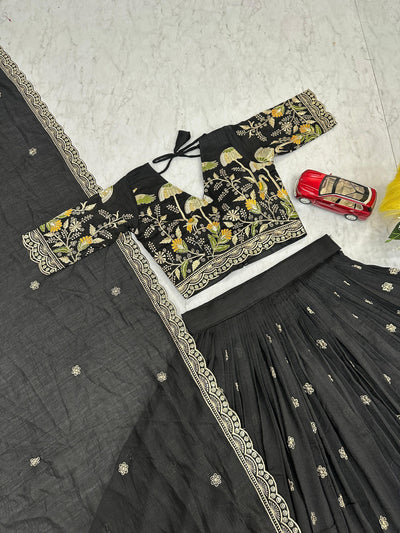 Festive Wear Black Color Lehenga Choli For Women