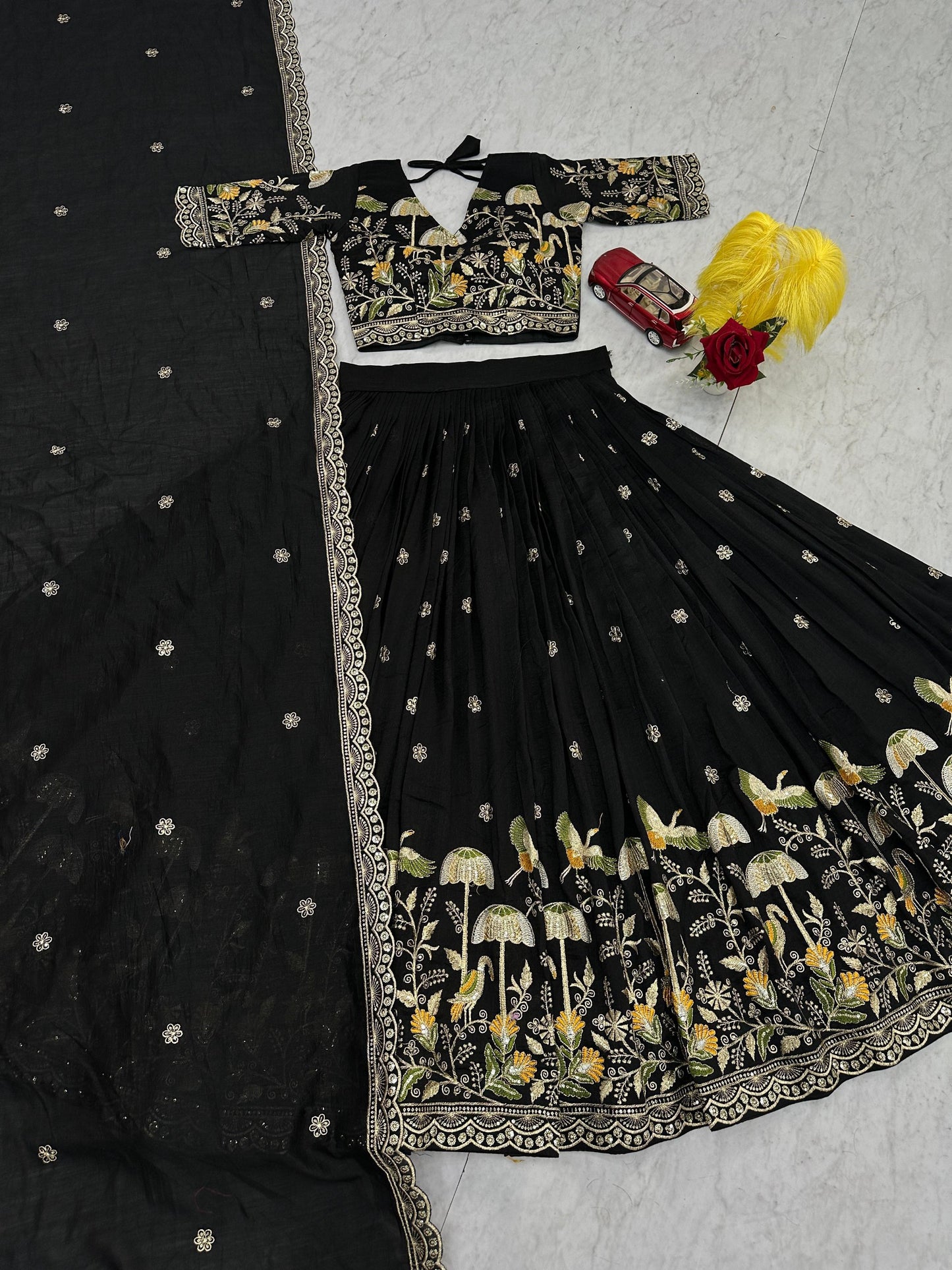 Festive Wear Black Color Lehenga Choli For Women