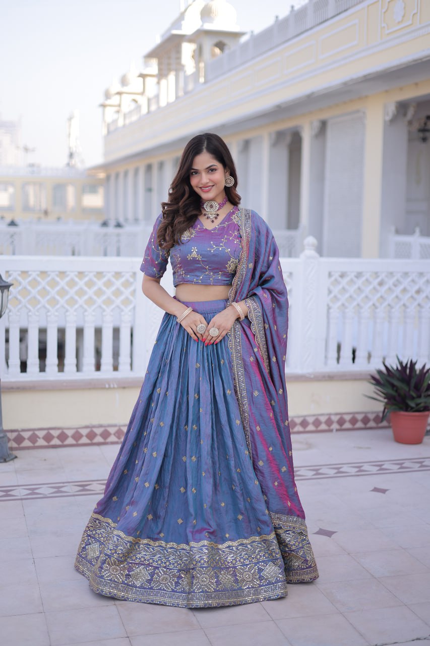 Purple Color Wedding Wear Heavy Lehenga Choli