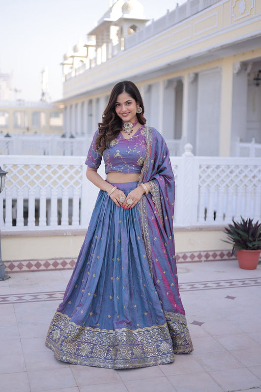 Purple Color Wedding Wear Heavy Lehenga Choli