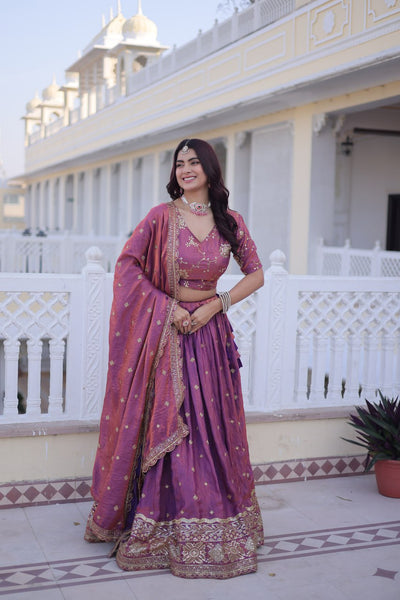 Purple Color Heavy Wedding Wear Sequence Work Lehenga Choli