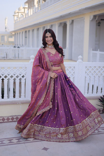Purple Color Heavy Wedding Wear Sequence Work Lehenga Choli