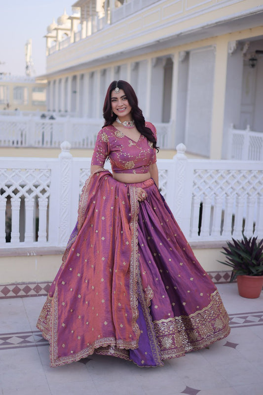Purple Color Heavy Wedding Wear Sequence Work Lehenga Choli